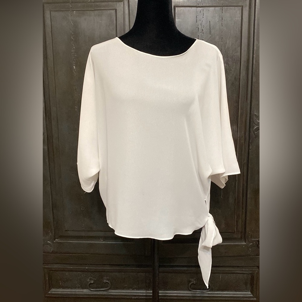 Vintage Joy Sheer White blouse with left side tie-up size Medium